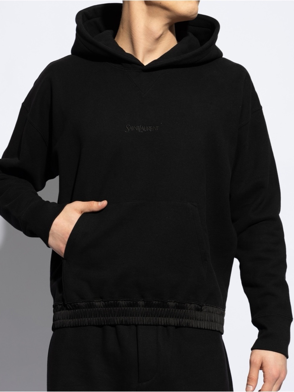 Men's Saint Laurent fleece tonal logo hoodie size XXL made in Italy